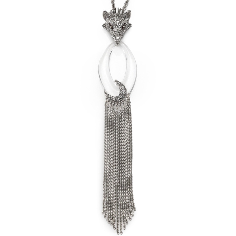 Alexis Bittar Lucite Wolf Tassel Necklace